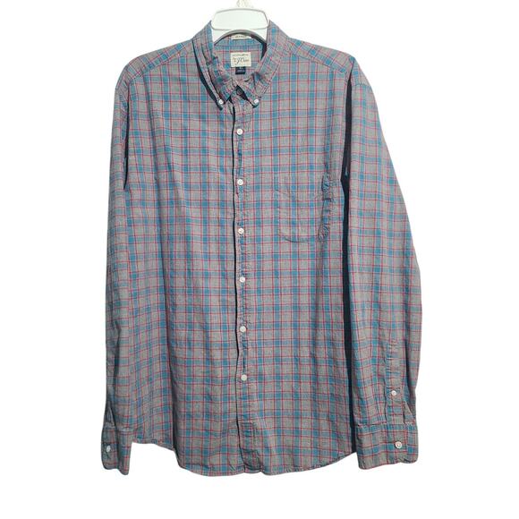 J. Crew Gray Blue Windowpane Classic Button Shirt Size XL - Picture 1 of 7